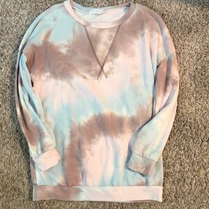 Tie-Dye Pastel Sweatshirt - Light Pink & Blue